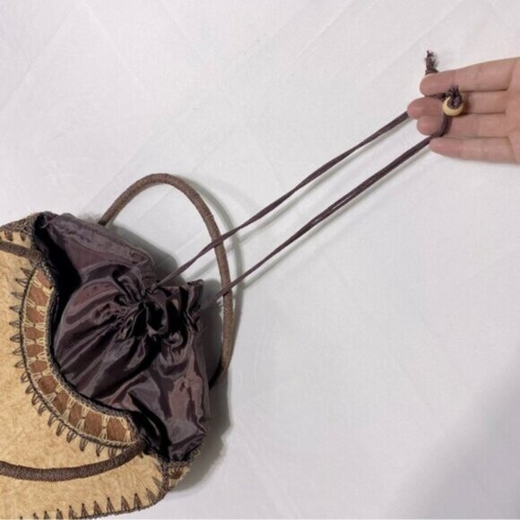 Vintage Handcrafted Brown & Cream Purse Shoulder Bag Handbag - Picture 10 of 13